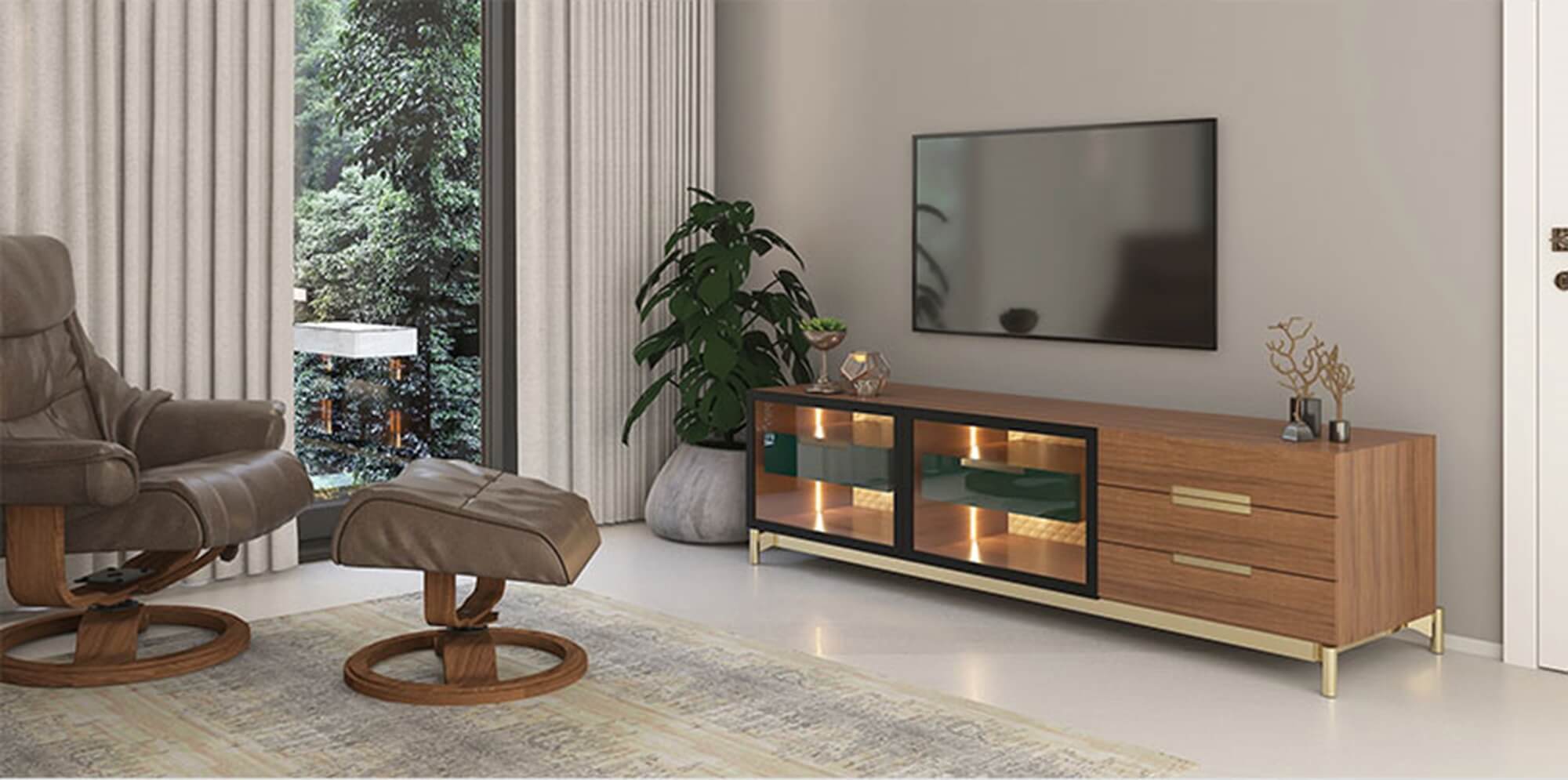 TV UNIT - 6FT METAL TO FLOOR