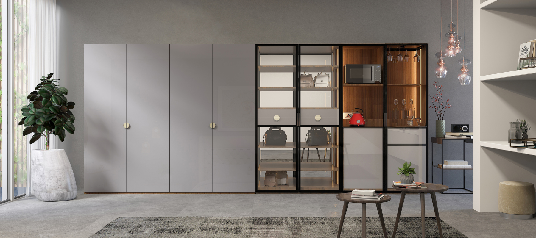 MALMO HIS & HER WARDROBE PANTRY UNIT & ACCESSORIES