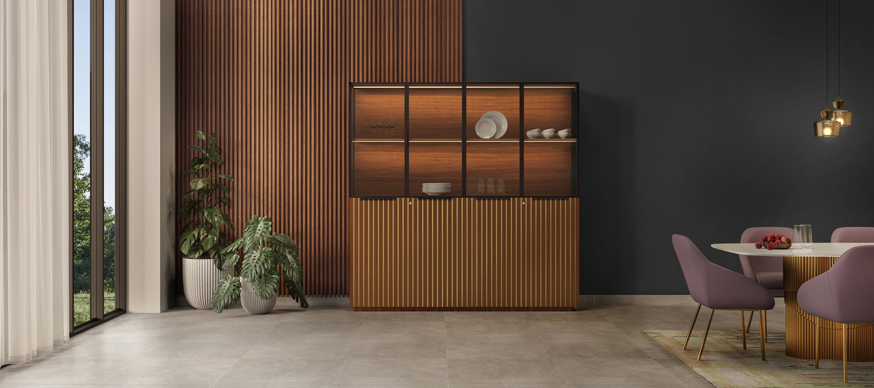 CROCKERY UNIT-WOOD TO FLOOR