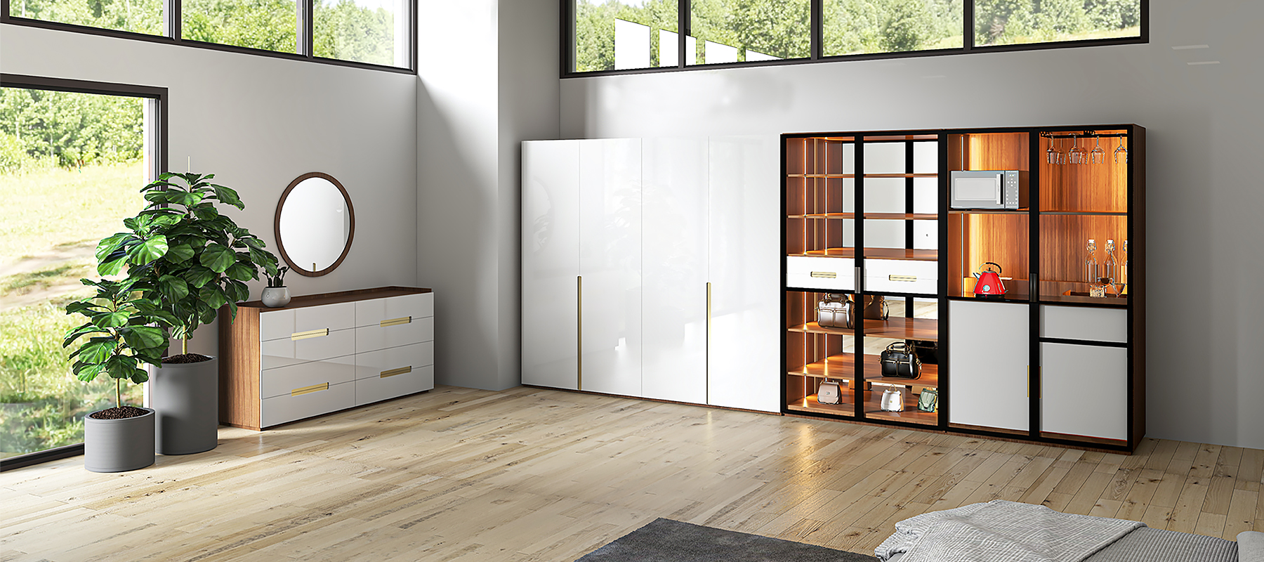 TROSA HIS & HER WARDROBE PANTRY UNIT & ACCESSORIES